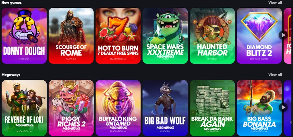 Instant Casino game selection 